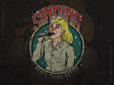 Singing Girl apparel design artwork badge design branding clothing concept design girl illustration music musician pop pop culture retro sing singer singing vintage vocalist woman