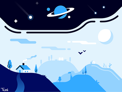 Skycrest ✧ blue detail flat hills illustration landscape landscape design landscape illustration nature serene sky space trees vector