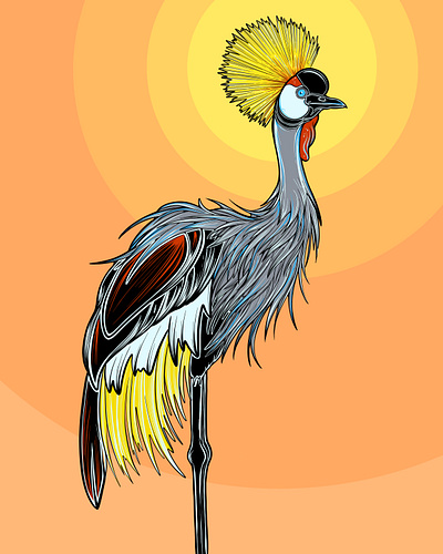 Grey Crowned Crane animal art artist branding design graphicdesign illustration illustration art illustrator logo wildlife