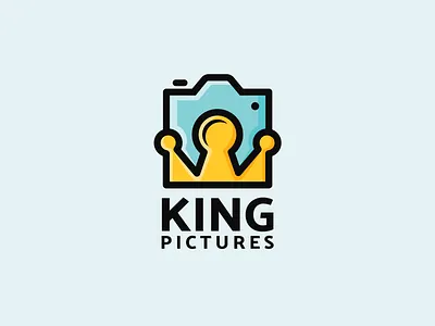 KING PICTURES art brandidentity branding camera logo combination mark creative crown logo designer fun logo illustration king logo logodesigner logodesigns logos photography logo pictures playful design vector