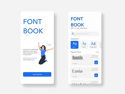 Font App Ui app application cleanui dailyui design font design fonts gradient illustration ios minimal ui uiux ux vector website