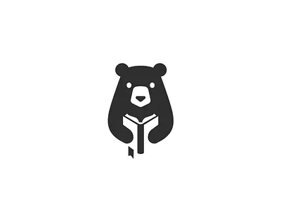 Reading bear animal brand branding cartoon character cute logo logotype mark mascot modern negativespace sale