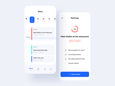 Task manager app app calendar clean ui concept ios meeting app plans task manager ui ux