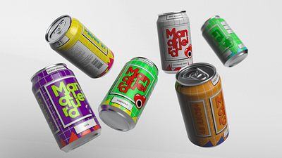 Refrigerantes Mantiqueira Reconcept 3d branding colorful design logo package redesign render soda can study case