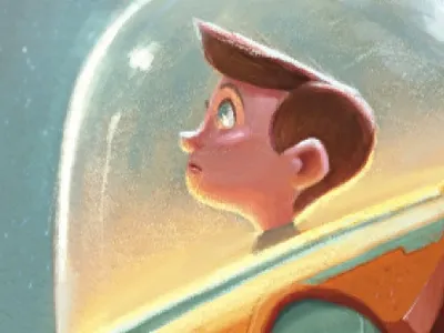 CHILDLIKE WONDER character design child children childrens book illustration digital painting dream explore kid outerspace photoshop space space suit wonder