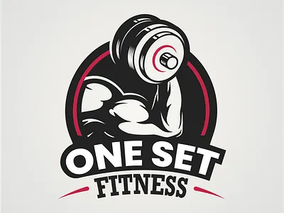 One Set Fitness design illustration logo design