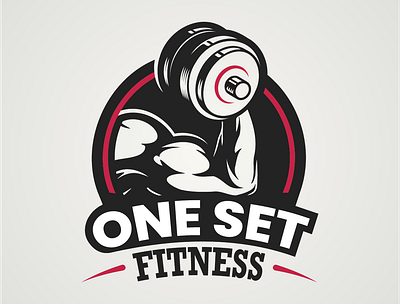 One Set Fitness design illustration logo design