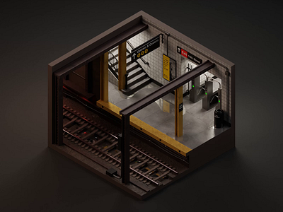 14th Street / Union Square 3d 3dillustration blender blender3d diorama isometric isometric art isometric illustration metro new york nyc subway