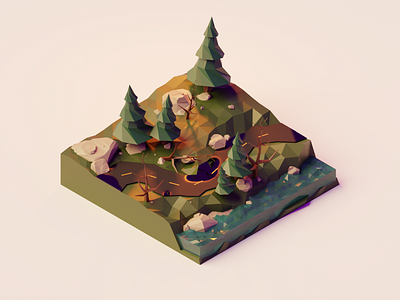 Forest blender blender3d isometric