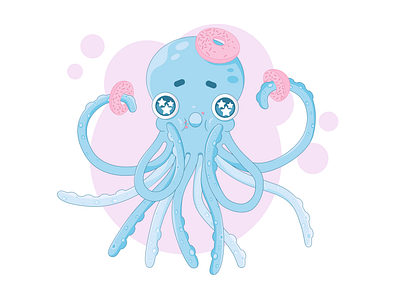 Sweet tooth octopus design flat illustration minimal vector