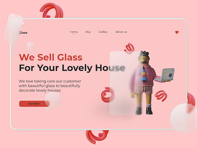 Glass - Hero Section Exploration 3d design figma glassmorphism header header design illustration landing page landingpage ui web website