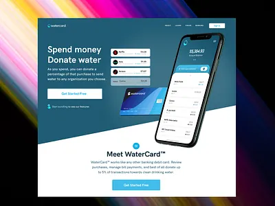 Watercard Website b2c brand design clean colors design digitalart discovery landingpage minimal typogaphy ui uiux user experience userinterface ux visual design visual identity web webdesign website