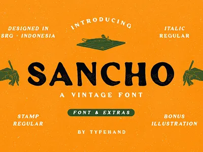 Sancho - Vintage Font + Extras animation branding design graphic design illustration illustrator logo typography ui ux