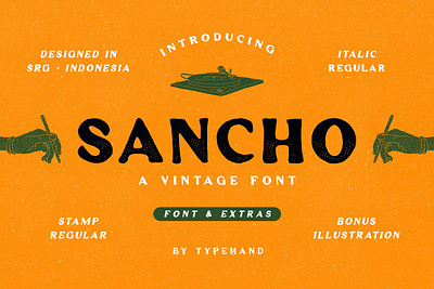 Sancho - Vintage Font + Extras animation branding design graphic design illustration illustrator logo typography ui ux