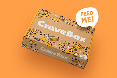 CraveBox Packaging beverage box college fun illustration orange packaging retail snacks teenage treats