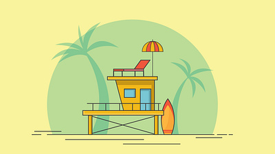 Beach house illustration adobe illustrator as graphical design flat and outline illustration flat design flat illustration graphic design house illustration tutorial vector