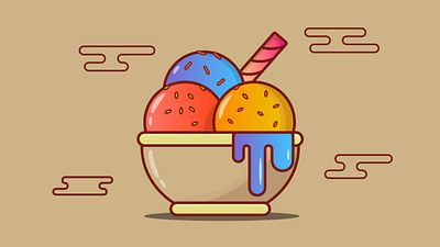 Ice creme illustration design adobe illustrator as graphical flat and outline illustration flat design flat illustration graphic design ice ice cream illustration tutorial vector