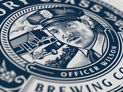 History Class / Officer Wilson badge beer branding brewery design engraving illustration logo officer vintage woodcut