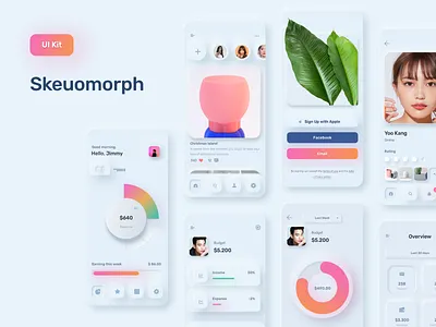 Neuomorph UI Kit 3d animation app bank c4d chart clean design effects figma finance glassmorphism interface ios neumorphism skeuomorphism ui uikit ux wallet