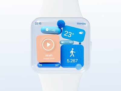 WatchOS Concept 3d alarm concept display interface layout music notifications smartwatch steps ui ux watch weather widget