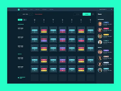 Shift Manager - Dark UI automatic dark ui dashboard employee generation schedule shift shifts ui