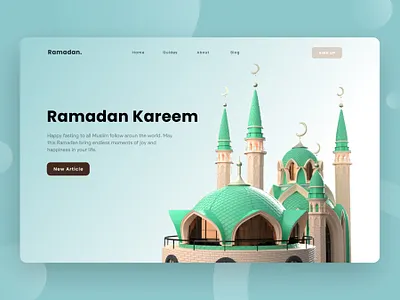 Exploration - Hero Section Ramadan Kareem Concept 3d 3d landscape 3d modeling 3d website app clean design hero hero section landingpage minimal mosque ramadan ramadan kareem ramadan mubarak ui uidesign uiux ux website