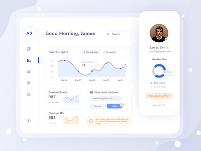 Anti-Spam Dashboard dashboard dashboard app dashboard design dashboard ui design graphic graphic design interface design logo minimal minimalism minimalist minimalistic sans serif ui white whitespace