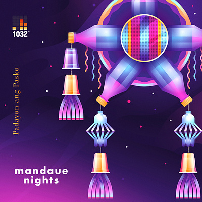 Christmas single for Mandaue Nights 80s cover art illustration song vector