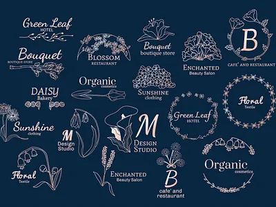 Nature Inspired Branding | Floral Feminine Logos adobe aesthetic botanical customizable design digital art editable emblem feminine floral graphic graphic design logo logotype mark natural nature inspired organic psd vector