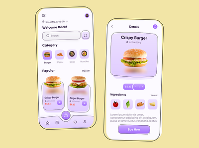 Food Mobile App concept creative design figma food food app foodorder interface minimal mobile app mobile ui modern ui uidesign ux visual design
