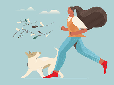 A Girl And A Dog 3 art character character design character illustration design digital art dog flat girl character girl illustration graphic illustration illustration art illustration for web illustrator running shakuro vector web illustration