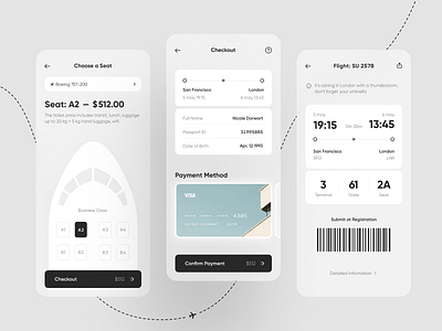 Air Ticket App air ticket airline airport app app design app ui application design boarding concept design interface iphone mobile mobile app mobile ui plane ticket ui ui visual design ux