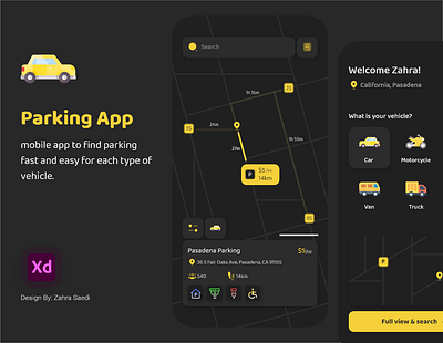Parking app design app dark mode design mobile ui ux