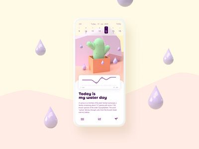 Mobile app. Water your plants. 3D concept illustrations 3d app clean dashboad flat illustration ios layout light colors mobile ui ui uidesign ux volume