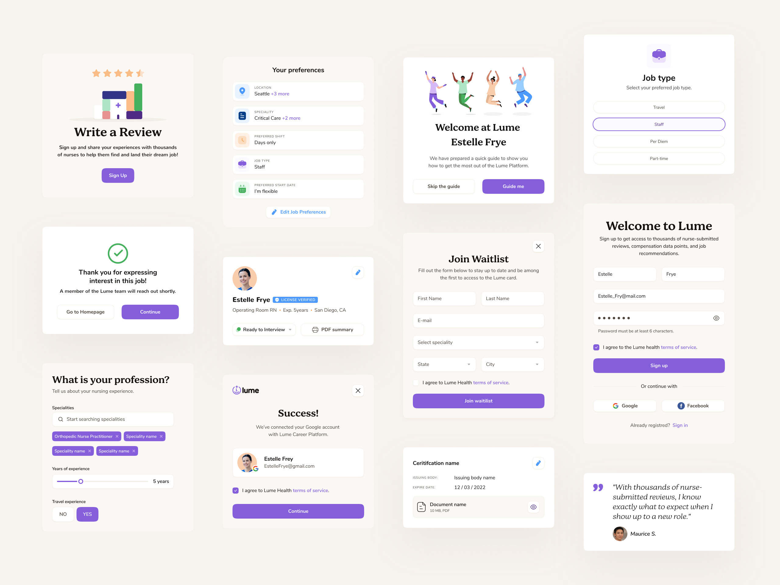Example of Lume — Cards
