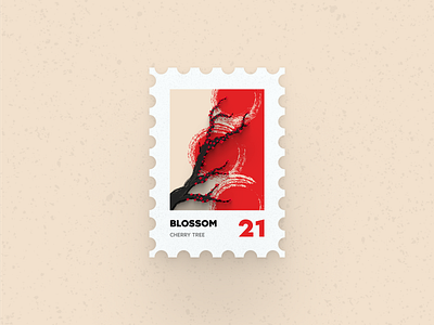 Post Stamp Series: Blossom 3d blossom chinese flat freebie illustration minimalist mockups postcard series stamps trees ui ux vector wallpaper