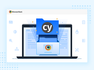 Cypress Launch 2d automation browserstack code cypress design developer flat illustration javascript launch mobile product record setup test testing web