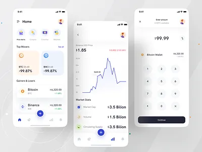Cryptocurrency App I Ofspace bitcoin services btcc concept creative design crypto crypto exchange crypto wallet cryptocurrency design ios app minimal mobile mobile app ofspace ui design uiux wallet app