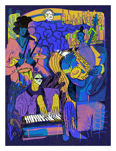 Jazz Quartet editorial illustration illustration illustration art illustration digital print print design procreate