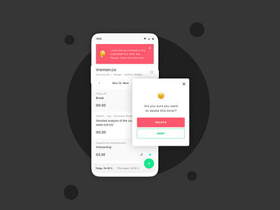 Vremen.co — time tracking app (Series 4) app design clean ui emoji flutter flutter app development light ui mobile app mobile design time management time tracking time tracking app ux design