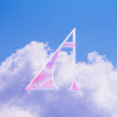 A in the clouds chrome design illustration star typography