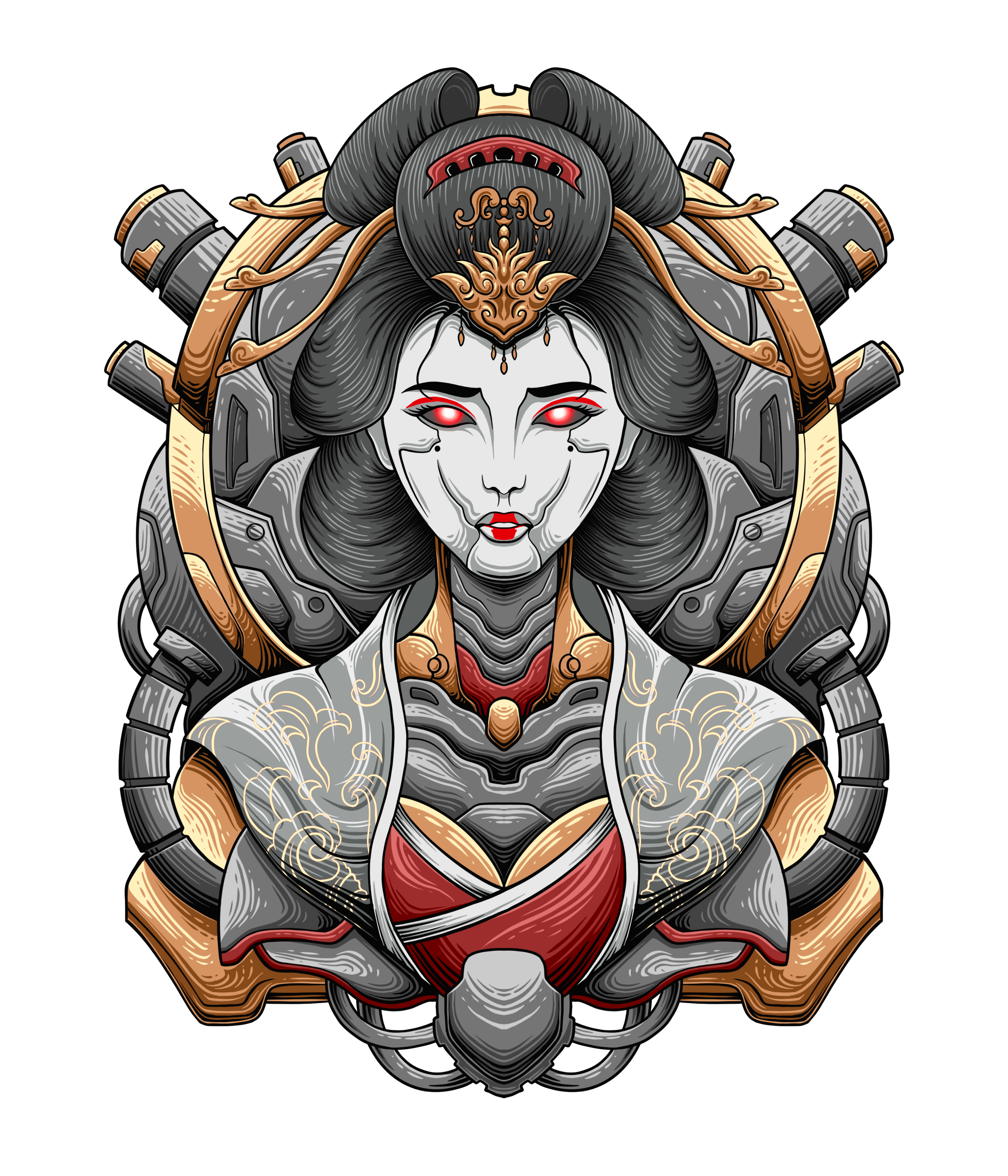 Mecha Geisha Project animal apparel art branding classic clothing culture design geisha girl graphic design illustration japanese logo mechanical vector woman