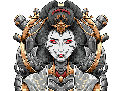 Mecha Geisha Project animal apparel art branding classic clothing culture design geisha girl graphic design illustration japanese logo mechanical vector woman