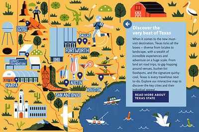The Independent - Travel Texas colour contemporary map design editorial illustration illustration map print