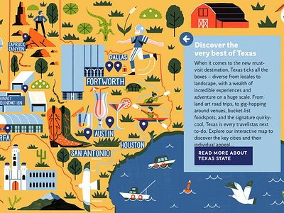 The Independent - Travel Texas colour contemporary map design editorial illustration illustration map print