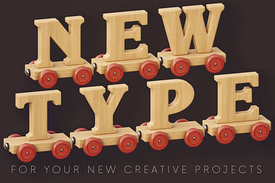 Wooden Train - Free 3D Lettering 3d 3d font 3d letters 3d typography deeezy font free free font free graphics free typography freebie freebies funny font game font kids toy playful font png typography wooden wooden train