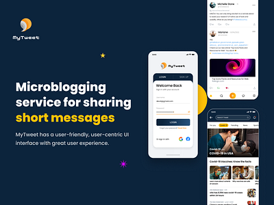 MyTweet - Microblogging App app blogging app branding design graphic design illustration logo microblogging app mytweet social media social networking twitter twitter app typography ux vector
