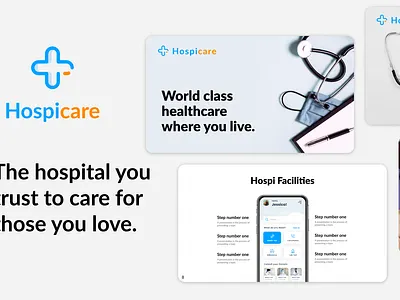 Hospicare Landing Page banner banner design branding design hospital illustration software template ui uiux design ux