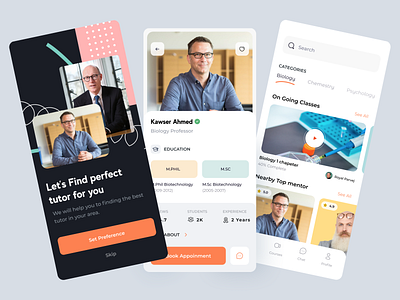 Tutor Mobile App clean course education elearning masterclass mentor minimal mobile app teacher tution tutorial ui ux video