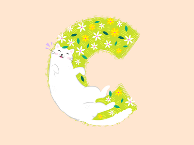 Cat in the Garden 2021 36daysoftype 36daysoftype07 36daysoftype08 animals cat cats caturday creative cute daisy flowers garden illustration kitten milan procreate spring travel typography